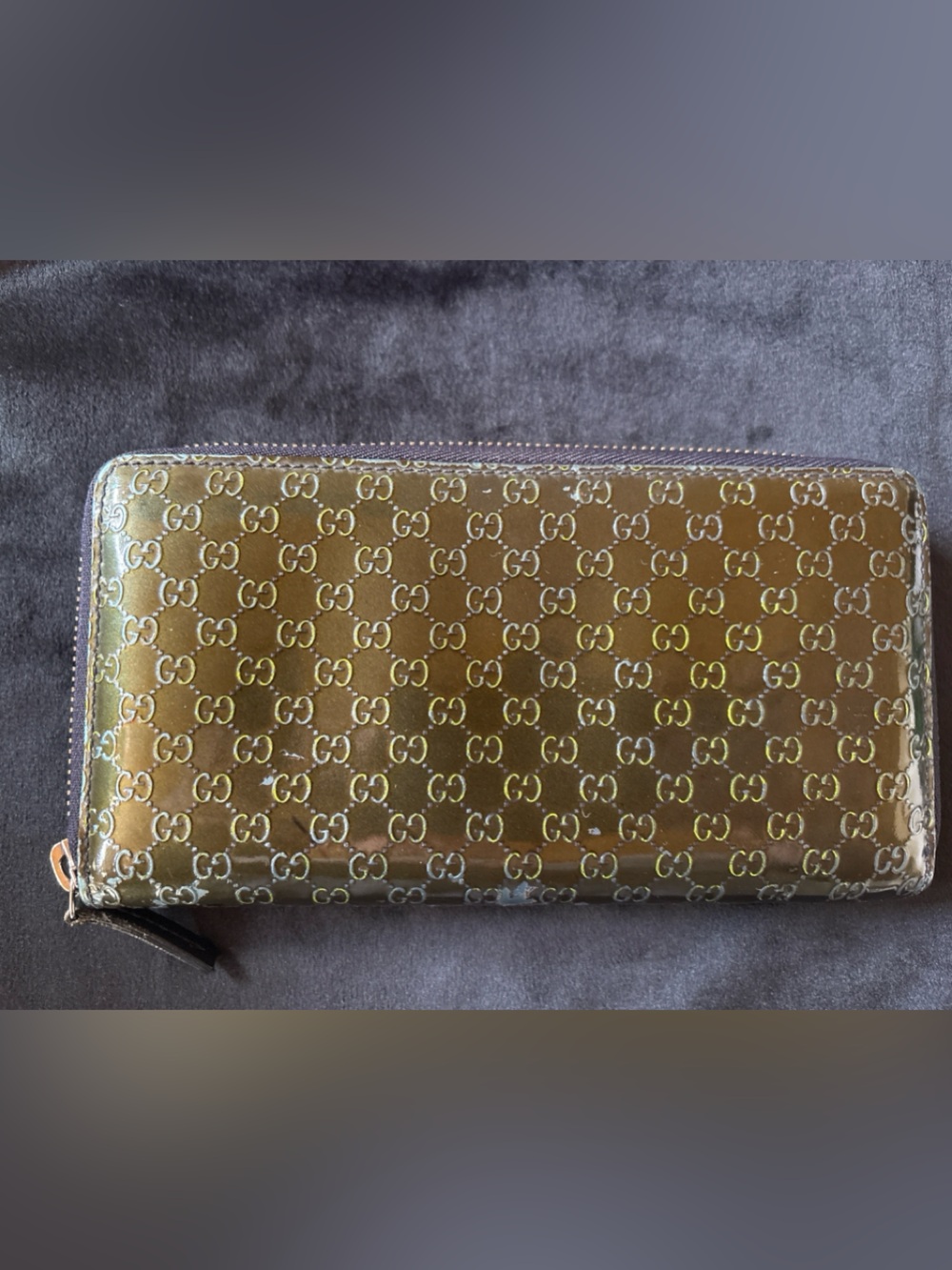 Gucci Microguccissima Metallic Zip Around Wallet 307987